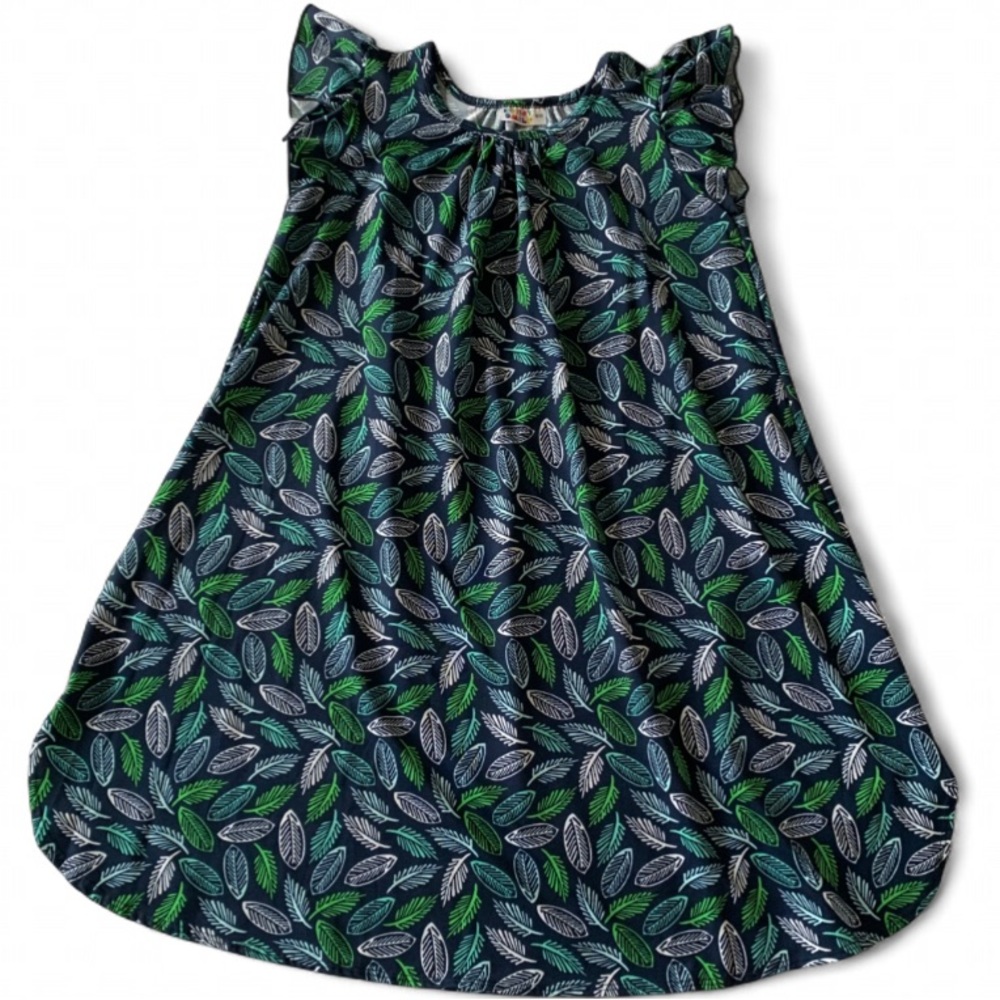 Dot Dot Smile Blue and Green Leaf Print Dress